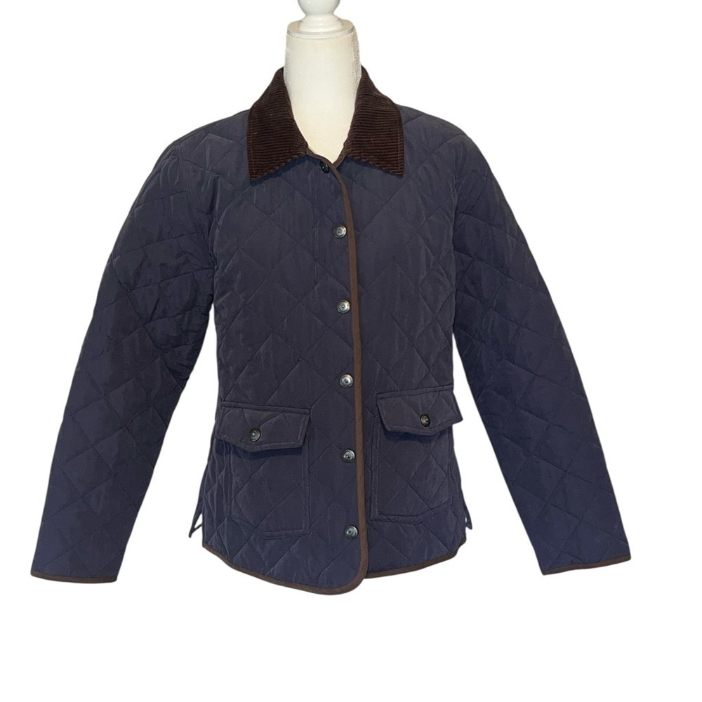 Shyanne Purple Quilted Jacket with Cream and Blue Pattern on the Inside